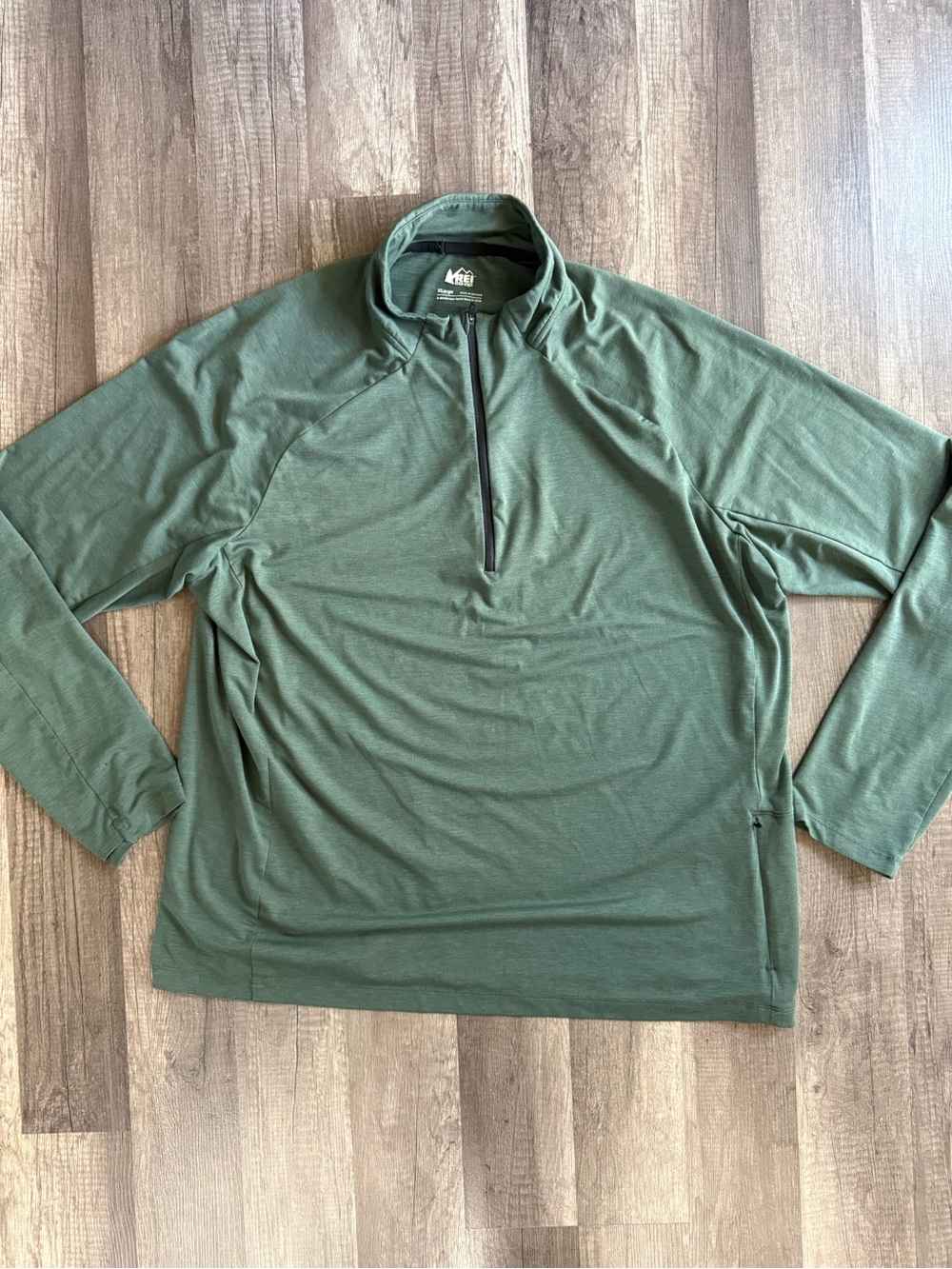 REI Shirt Green Long Sleeve Active Pursuits Quarter Zip Pullover Size XL